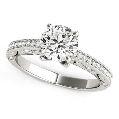 14k White Gold Antique Pronged Round Diamond Engagement Ring (1 1/8 cttw) RCJ Rings  CELESTIA LUXE JEWELLERS