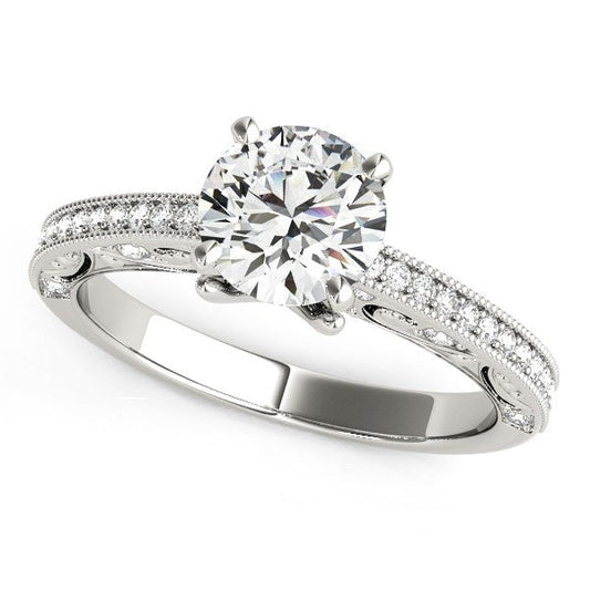 14k White Gold Antique Pronged Round Diamond Engagement Ring (1 1/8 cttw) RCJ Rings  CELESTIA LUXE JEWELLERS