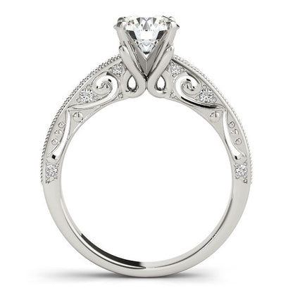 14k White Gold Antique Pronged Round Diamond Engagement Ring (1 1/8 cttw) RCJ Rings  CELESTIA LUXE JEWELLERS