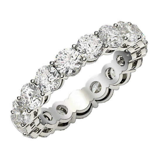Round Cut Lab Grown Diamond Eternity Ring in 14k White Gold (3 cttw FG/VS2) RCJ Rings  CELESTIA LUXE JEWELLERS