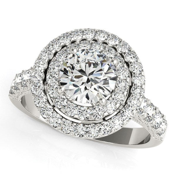 14k White Gold Diamond Engagement Ring with Double Pave Halo (2 5/8 cttw) RCJ Rings  CELESTIA LUXE JEWELLERS