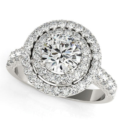 14k White Gold Diamond Engagement Ring with Double Pave Halo (2 5/8 cttw) RCJ Rings  CELESTIA LUXE JEWELLERS