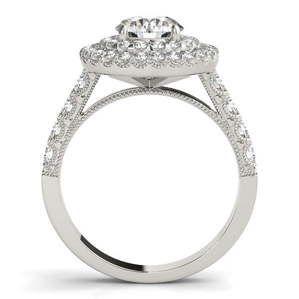 14k White Gold Diamond Engagement Ring with Double Pave Halo (2 5/8 cttw) RCJ Rings  CELESTIA LUXE JEWELLERS