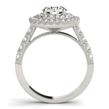 14k White Gold Diamond Engagement Ring with Double Pave Halo (2 5/8 cttw) RCJ Rings  CELESTIA LUXE JEWELLERS