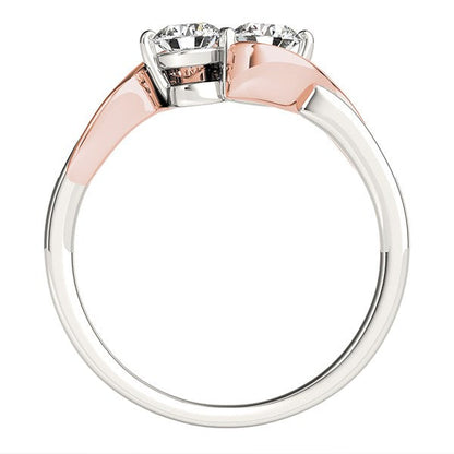 14k White And Rose Gold Round Two Diamond Curved Band Ring (5/8 cttw) RCJ Rings  CELESTIA LUXE JEWELLERS