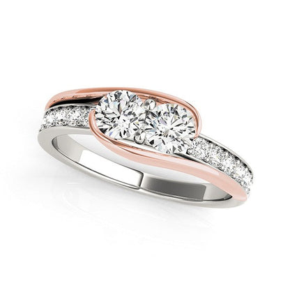 Two Stone Diamond Ring in 14k White And Rose Gold (3/4 cttw) RCJ Rings  CELESTIA LUXE JEWELLERS