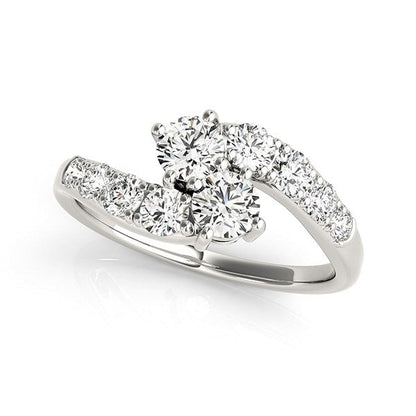 14k White Gold Two Stone Overlap Design Diamond Ring (1 cttw) RCJ Rings  CELESTIA LUXE JEWELLERS