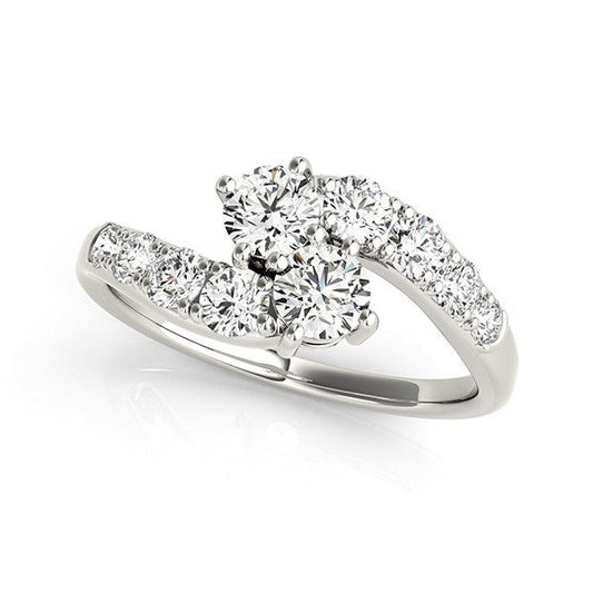 14k White Gold Two Stone Overlap Design Diamond Ring (1 cttw) RCJ Rings  CELESTIA LUXE JEWELLERS