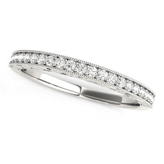 14k White Gold Milgrain Bordered Round Diamond Wedding Band (1/6 cttw) RCJ Rings  CELESTIA LUXE JEWELLERS