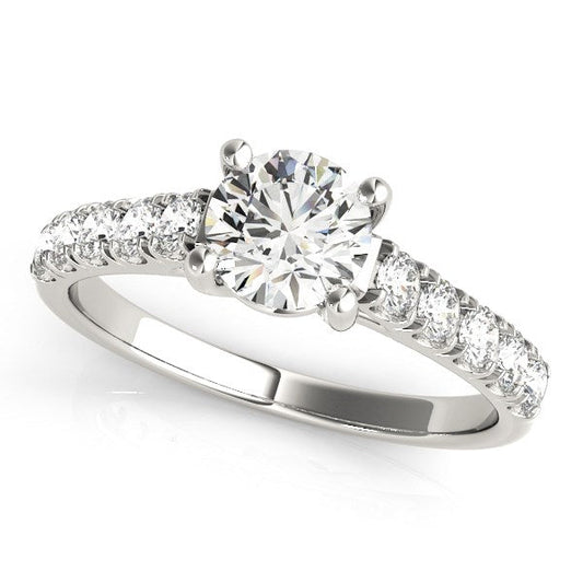 14k White Gold Round Trellis Setting Diamond Engagement Ring (1 cttw) RCJ Rings  CELESTIA LUXE JEWELLERS