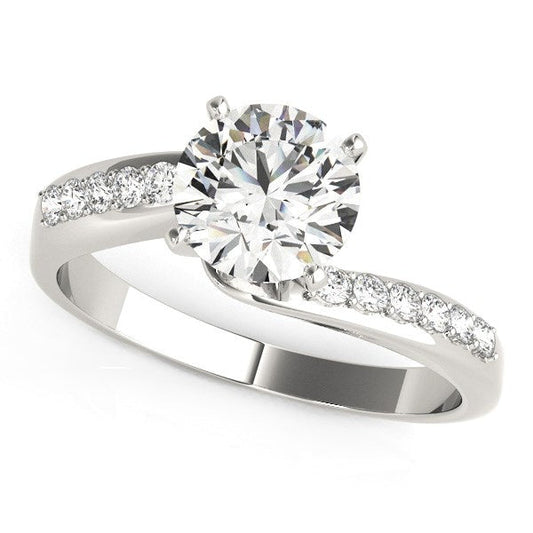 14k White Gold Bypass Round Pronged Diamond Engagement Ring (1 5/8 cttw) RCJ Rings  CELESTIA LUXE JEWELLERS