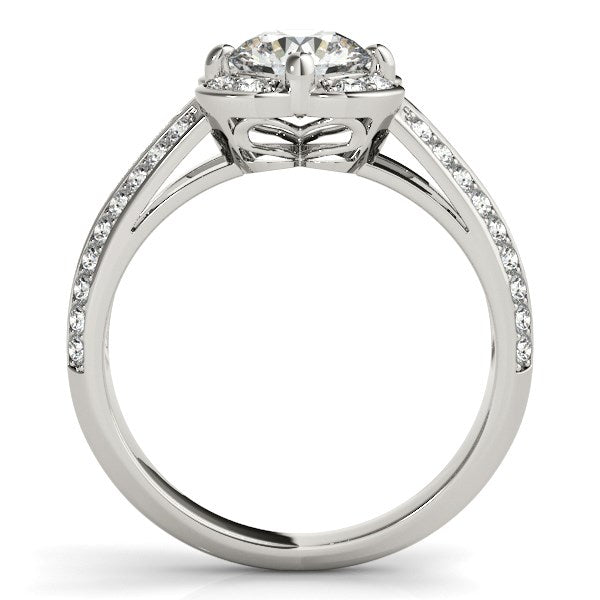 Round Diamond Floral Motif Engagement Ring in 14k White Gold (1 3/8 cttw) RCJ Rings  CELESTIA LUXE JEWELLERS