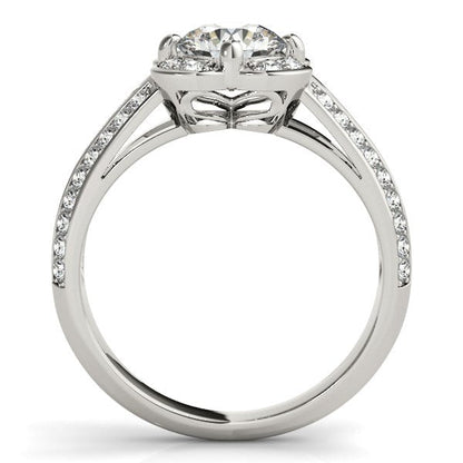 Round Diamond Floral Motif Engagement Ring in 14k White Gold (1 3/8 cttw) RCJ Rings  CELESTIA LUXE JEWELLERS