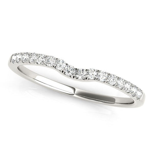 14k White Gold Curved Pave Setting Diamond Wedding Ring (1/8 cttw) RCJ Rings  CELESTIA LUXE JEWELLERS