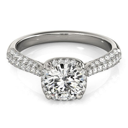 14k White Gold Halo Graduated Pave Shank Diamond Engagement Ring (1 1/3 cttw) RCJ Rings  CELESTIA LUXE JEWELLERS