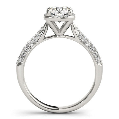 14k White Gold Halo Graduated Pave Shank Diamond Engagement Ring (1 1/3 cttw) RCJ Rings  CELESTIA LUXE JEWELLERS