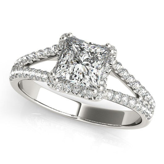 14k White Gold Princes Cut Halo Split Shank Diamond Engagement Ring (2 cttw) RCJ Rings  CELESTIA LUXE JEWELLERS