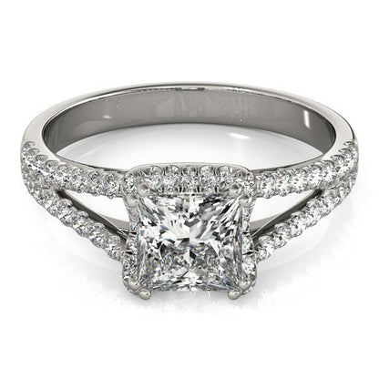 14k White Gold Princes Cut Halo Split Shank Diamond Engagement Ring (2 cttw) RCJ Rings  CELESTIA LUXE JEWELLERS
