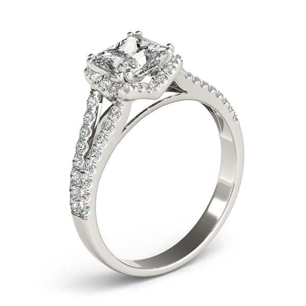 14k White Gold Princes Cut Halo Split Shank Diamond Engagement Ring (2 cttw) RCJ Rings  CELESTIA LUXE JEWELLERS