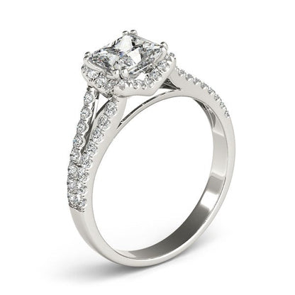 14k White Gold Princes Cut Halo Split Shank Diamond Engagement Ring (2 cttw) RCJ Rings  CELESTIA LUXE JEWELLERS