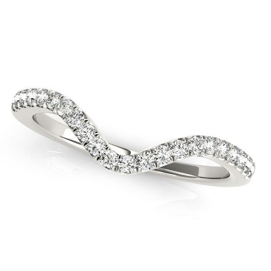 14k White Gold Wavy Design Round Diamond Wedding Ring (1/6 cttw) RCJ Rings  CELESTIA LUXE JEWELLERS