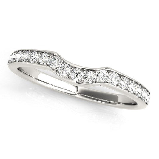 14k White Gold Curved Style Diamond Wedding Ring (1/4 cttw) RCJ Rings  CELESTIA LUXE JEWELLERS