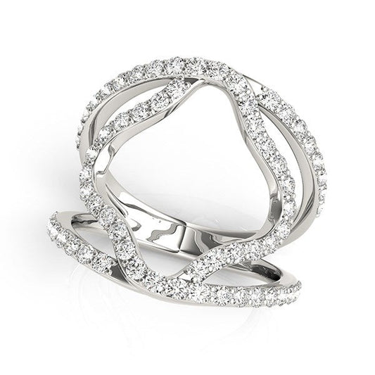 14k White Gold Diamond Flower Style Dual Band Ring (5/8 cttw) RCJ Rings  CELESTIA LUXE JEWELLERS