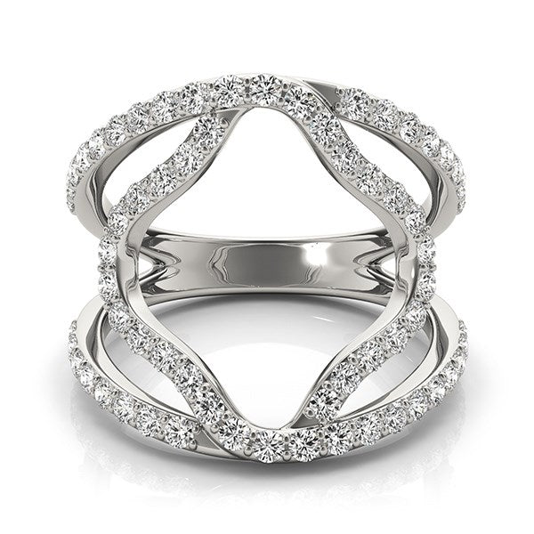 14k White Gold Diamond Flower Style Dual Band Ring (5/8 cttw) RCJ Rings  CELESTIA LUXE JEWELLERS