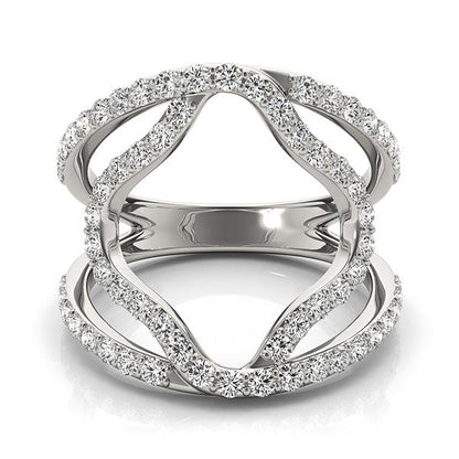14k White Gold Diamond Flower Style Dual Band Ring (5/8 cttw) RCJ Rings  CELESTIA LUXE JEWELLERS