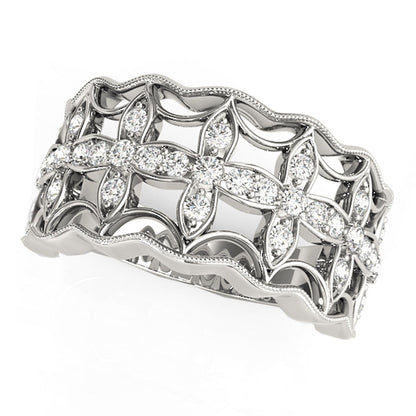 Diamond Studded Four Leaf Clover Motif Ring in 14k White Gold (1/4 cttw) RCJ Rings  CELESTIA LUXE JEWELLERS