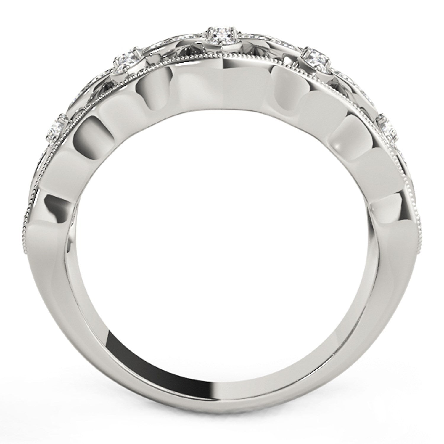 Diamond Studded Four Leaf Clover Motif Ring in 14k White Gold (1/4 cttw) RCJ Rings  CELESTIA LUXE JEWELLERS