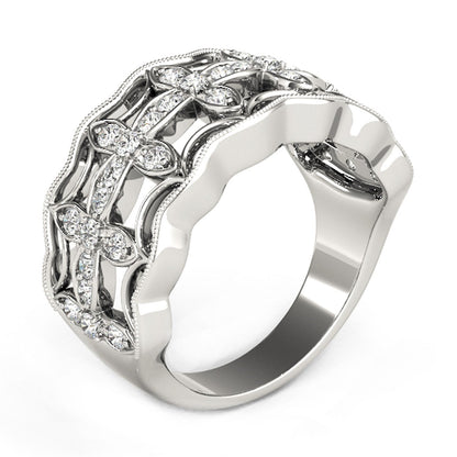 Diamond Studded Four Leaf Clover Motif Ring in 14k White Gold (1/4 cttw) RCJ Rings  CELESTIA LUXE JEWELLERS