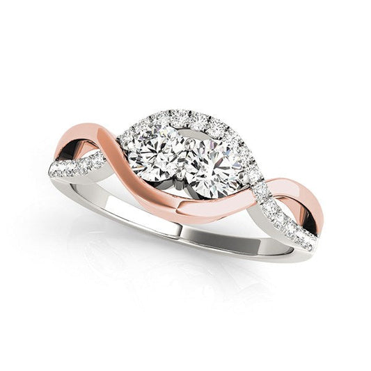 14k White And Rose Gold Infinity Style Two Stone Diamond Ring (5/8 cttw) RCJ Rings  CELESTIA LUXE JEWELLERS