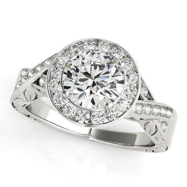 Halo Set Diamond Engagement Ring in 14k White Gold (1 5/8 cttw) RCJ Rings  CELESTIA LUXE JEWELLERS
