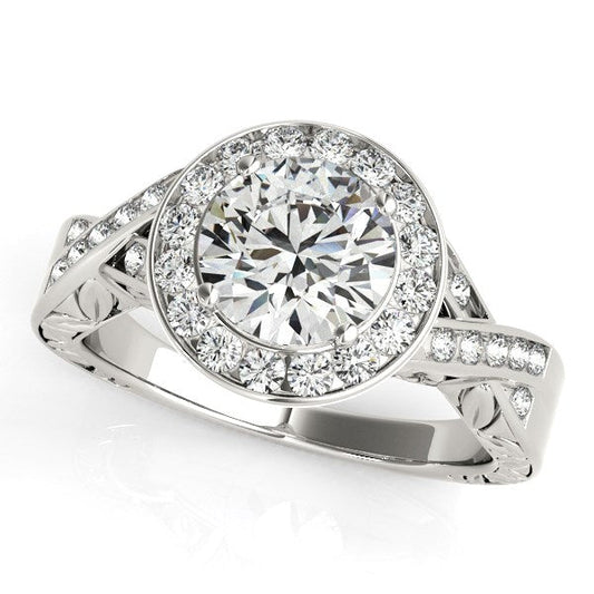 Halo Set Diamond Engagement Ring in 14k White Gold (1 5/8 cttw) RCJ Rings  CELESTIA LUXE JEWELLERS