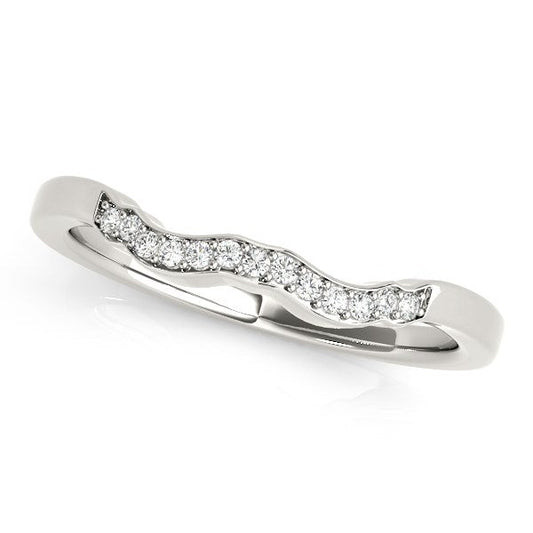 14k White Gold Wavy Style Diamond Wedding Ring (1/15 cttw) RCJ Rings  CELESTIA LUXE JEWELLERS