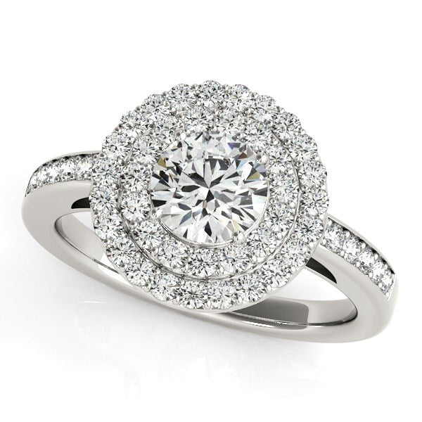 14k White Gold Round with Two-Row Halo Diamond Engagement Ring (1 1/2 cttw) RCJ Rings  CELESTIA LUXE JEWELLERS