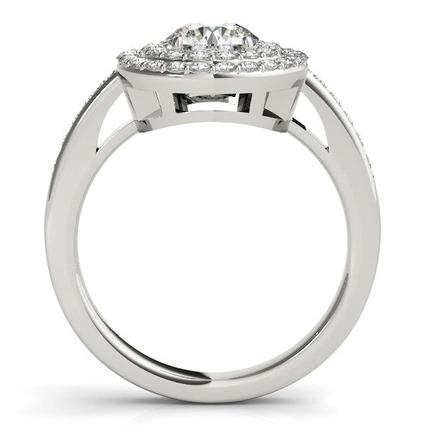14k White Gold Round with Two-Row Halo Diamond Engagement Ring (1 1/2 cttw) RCJ Rings  CELESTIA LUXE JEWELLERS