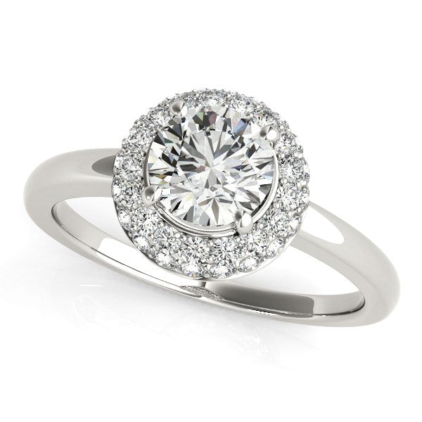 Diamond Engagement Ring with Pave Halo Stones in 14k White Gold (1 3/8 cttw) RCJ Rings  CELESTIA LUXE JEWELLERS