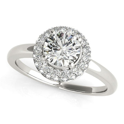 Diamond Engagement Ring with Pave Halo Stones in 14k White Gold (1 3/8 cttw) RCJ Rings  CELESTIA LUXE JEWELLERS