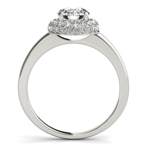 Diamond Engagement Ring with Pave Halo Stones in 14k White Gold (1 3/8 cttw) RCJ Rings  CELESTIA LUXE JEWELLERS