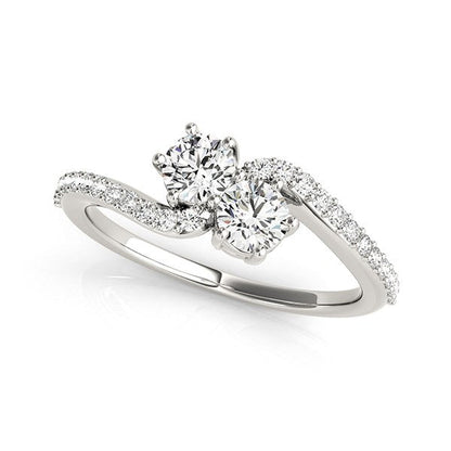 Curved Band Two Stone Diamond Ring in 14k White Gold (3/4 cttw) RCJ Rings  CELESTIA LUXE JEWELLERS