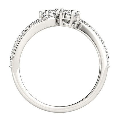 Curved Band Two Stone Diamond Ring in 14k White Gold (3/4 cttw) RCJ Rings  CELESTIA LUXE JEWELLERS