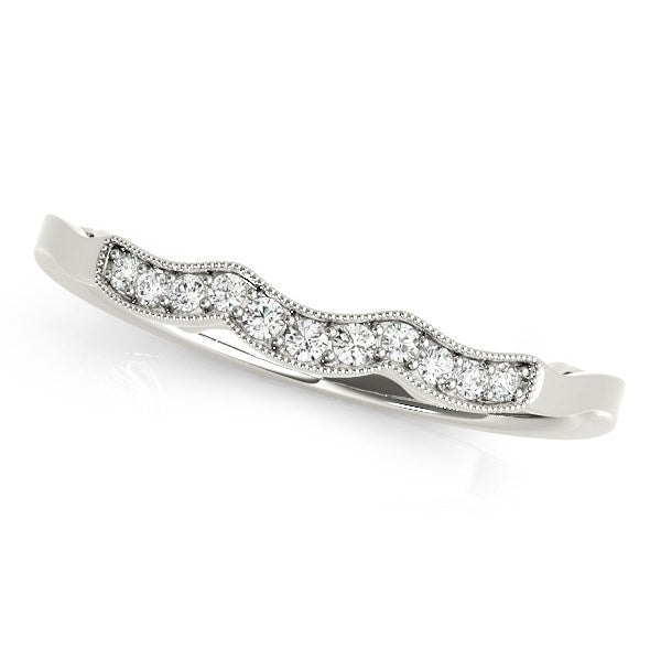 14k White Gold Wave Style Milgrained Diamond Wedding Ring (1/20 cttw) RCJ Rings  CELESTIA LUXE JEWELLERS