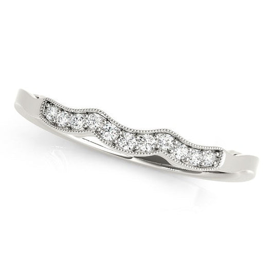 14k White Gold Wave Style Milgrained Diamond Wedding Ring (1/20 cttw) RCJ Rings  CELESTIA LUXE JEWELLERS