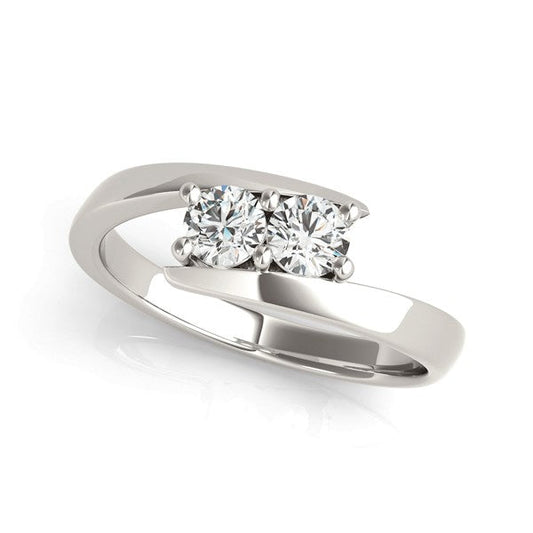 14k White Gold Round Two Stone Common Prong Diamond Ring (1/2 cttw) RCJ Rings  CELESTIA LUXE JEWELLERS