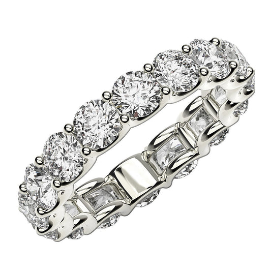 Round Cut Lab Grown Diamond Eternity Ring in 14k White Gold (4 cttw FG/VS2) RCJ Rings  CELESTIA LUXE JEWELLERS