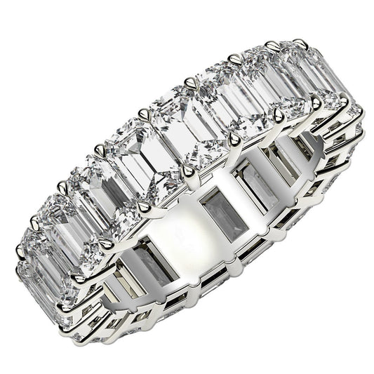 Emerald Cut Lab Grown Diamond Eternity Ring in 14k White Gold (7 cttw FG/VS2) RCJ Rings  CELESTIA LUXE JEWELLERS
