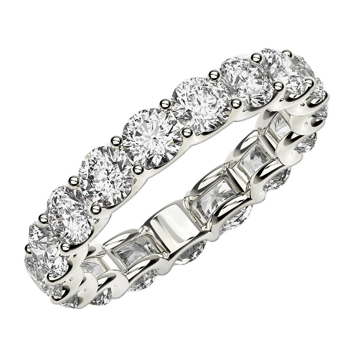Round Cut Lab Grown Diamond Eternity Ring in 14k White Gold (3 cttw FG/VS2) RCJ Rings  CELESTIA LUXE JEWELLERS