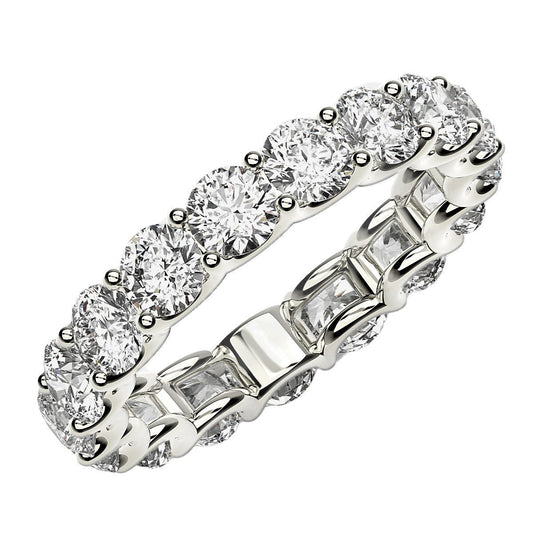 Round Cut Lab Grown Diamond Eternity Ring in 14k White Gold (3 cttw FG/VS2) RCJ Rings  CELESTIA LUXE JEWELLERS